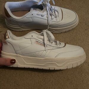 Reebok Classic White and Gold Shoes